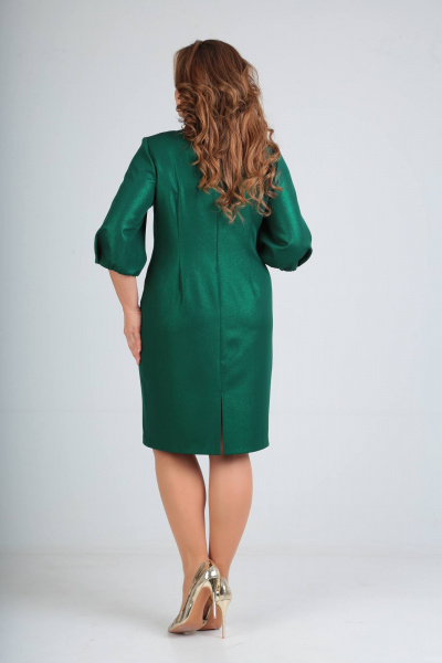 Элегантное зелёное платье с разрезом и блеском SVT-fashion 435 изумруд - фото 2