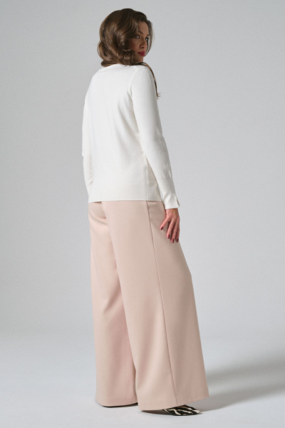 Белый трикотажный джемпер с длинными рукавами и стойкой Панда 164540w молочный - фото 3