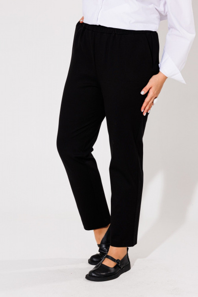 Трикотажные брюки зауженного кроя с эластичным поясом Anelli 518.1 черный - фото 4