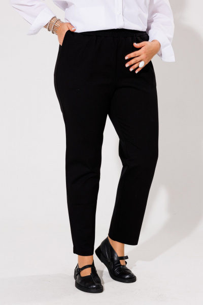 Трикотажные брюки зауженного кроя с эластичным поясом Anelli 518.1 черный - фото 3