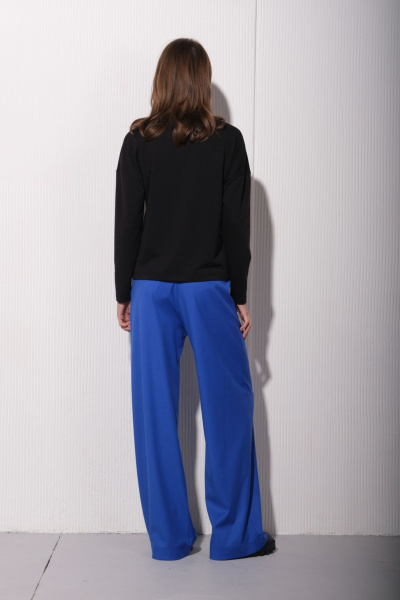 Брюки деловые с эластичным поясом и стрелками Luitui R2019 ярко-синий - фото 6