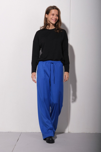 Брюки деловые с эластичным поясом и стрелками Luitui R2019 ярко-синий - фото 5