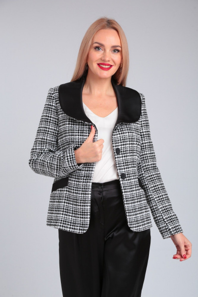 Демисезонный жакет из костюмной ткани с отложным воротником Takka Plus 23-212 - фото 4