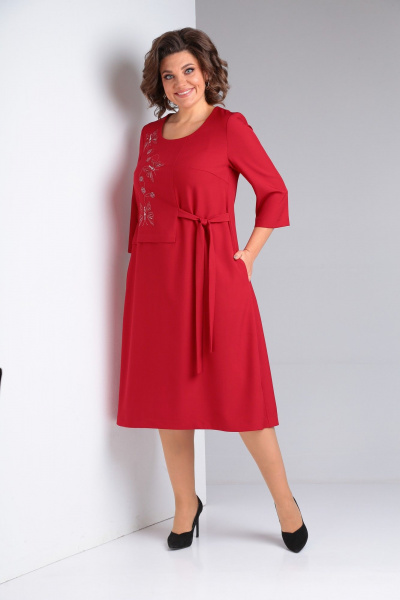 Демисезонное платье из костюмной ткани с вышивкой Takka Plus 23-203 - фото 2