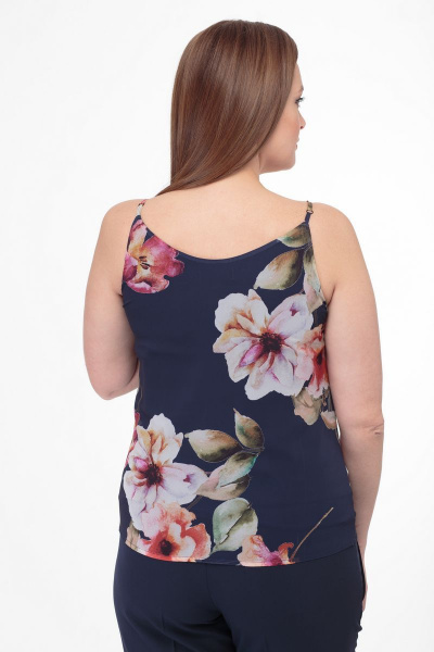 Трендовый топ с цветочным принтом на регулируемых бретелях Anelli 460 синий - фото 8