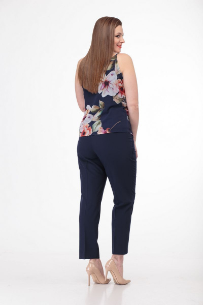 Трендовый топ с цветочным принтом на регулируемых бретелях Anelli 460 синий - фото 7