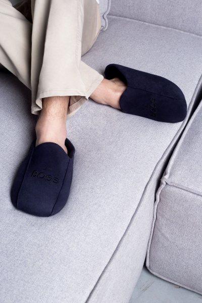 Домашние синие тапочки с надписью I AM BOSS Chobot 04Т-111 I'm BOSS - фото 1