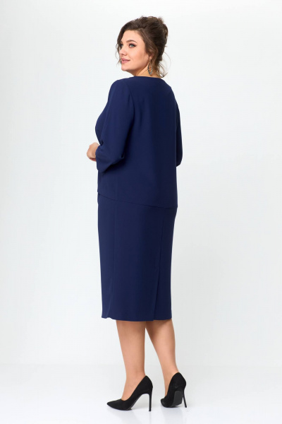Платье из текстиля с кокеткой и классическим рукавом круглый год Karina deLux M-1201 синий - фото 4