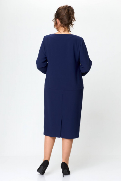 Платье из текстиля с кокеткой и классическим рукавом круглый год Karina deLux M-1201 синий - фото 7