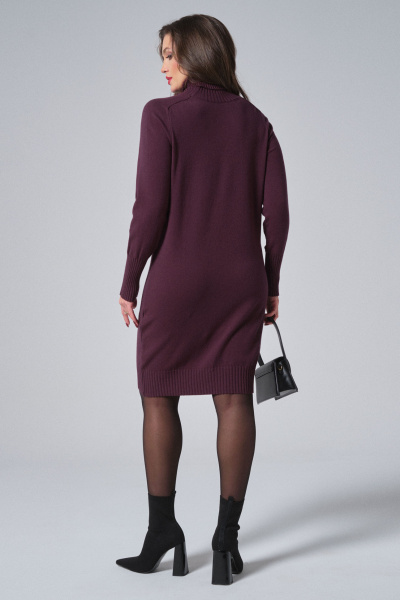 Демисезонное платье из трикотажа прямого силуэта Панда 164680w бордовый - фото 2