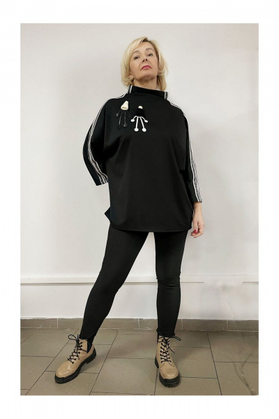 Леггинсы облегающие на резинке из трикотажа Tammi 3Т73-23/1 черный - фото 1