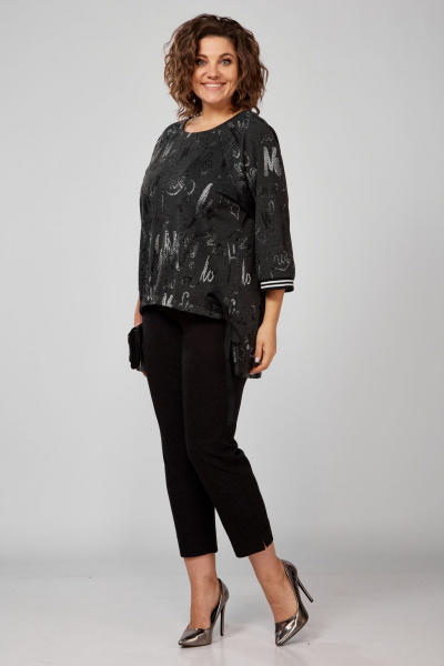 Комплект блуза и зауженные брюки из трикотажа Anna Majewska 1531 темно-серый - фото 3