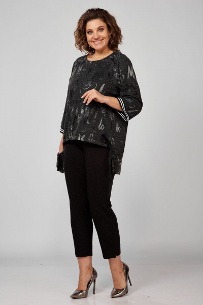 Комплект блуза и зауженные брюки из трикотажа Anna Majewska 1531 темно-серый - фото 2
