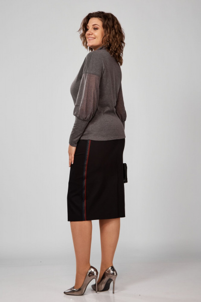 Джемпер из трикотажа с высокой стойкой и печатью Anna Majewska А338 серый - фото 3