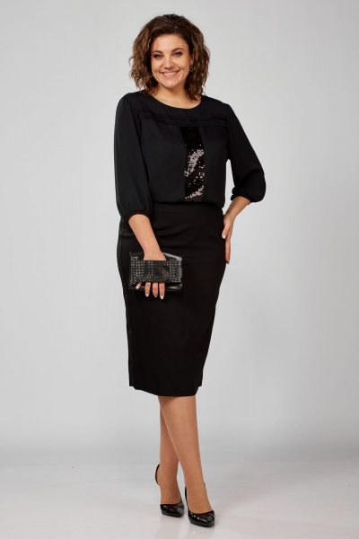 Демисезонный комплект из шифоновой блузы и юбки-карандаш Anna Majewska 981/А031 - фото 1