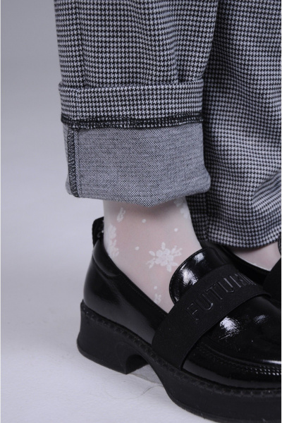 Детские брюки-леггинсы из хлопка с высокой посадкой Tammi 1Т60-23/1 черный_белый - фото 8