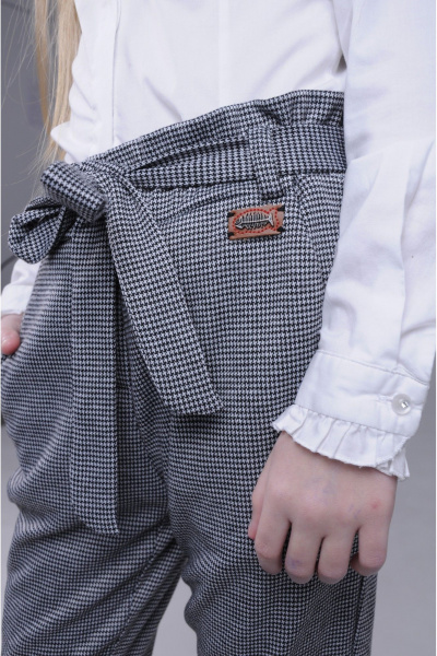 Детские брюки-леггинсы из хлопка с высокой посадкой Tammi 1Т60-23/1 черный_белый - фото 5