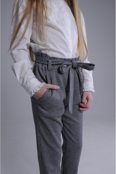 Детские брюки-леггинсы из хлопка с высокой посадкой Tammi 1Т60-23/1 черный_белый - фото 4