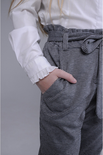 Детские брюки-леггинсы из хлопка с высокой посадкой Tammi 1Т60-23/1 черный_белый - фото 3