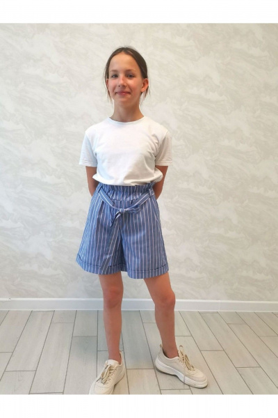 Шорты Tammi 1Т16-22/1 голубой_с_полосками_ розовыми - фото 1