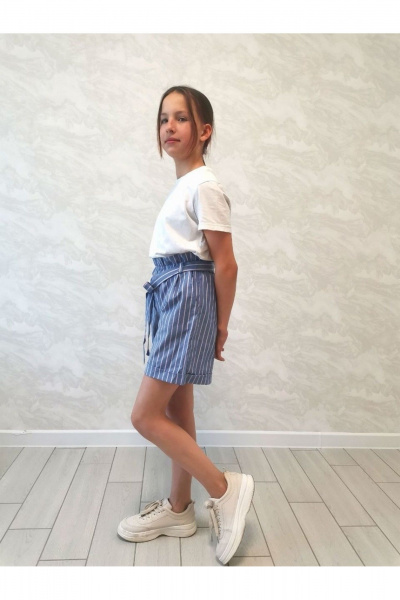 Шорты Tammi 1Т16-22/1 голубой_с_полосками_ розовыми - фото 3