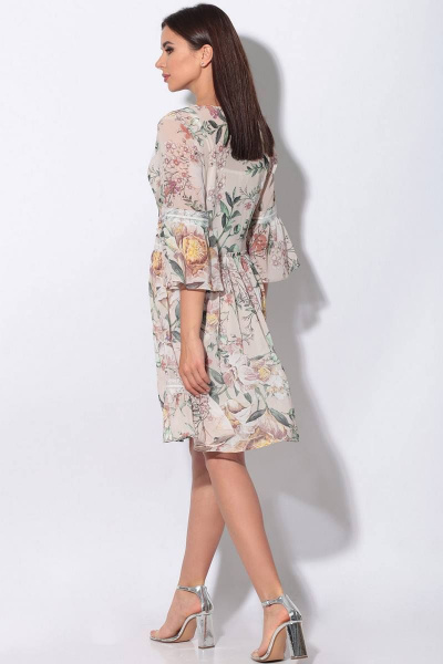 Платье LeNata 12081 цветы-на-бежевом - фото 3