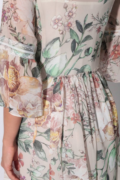 Платье LeNata 12081 цветы-на-бежевом - фото 5