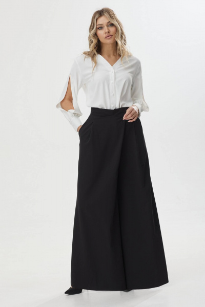 Брюки расклешённые на запах из костюмной ткани Lyushe 3675 - фото 5