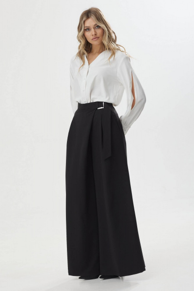 Брюки расклешённые на запах из костюмной ткани Lyushe 3675 - фото 4