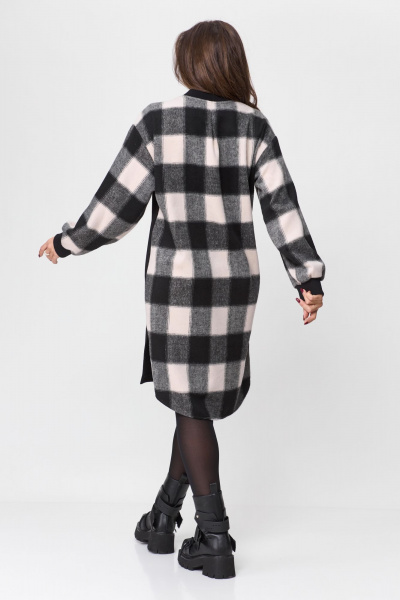Платье повседневное прямого силуэта из трикотажа Michel chic 2159 черный-клетка - фото 8