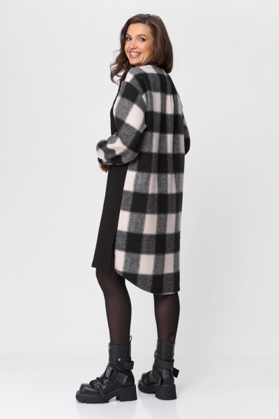 Платье повседневное прямого силуэта из трикотажа Michel chic 2159 черный-клетка - фото 7