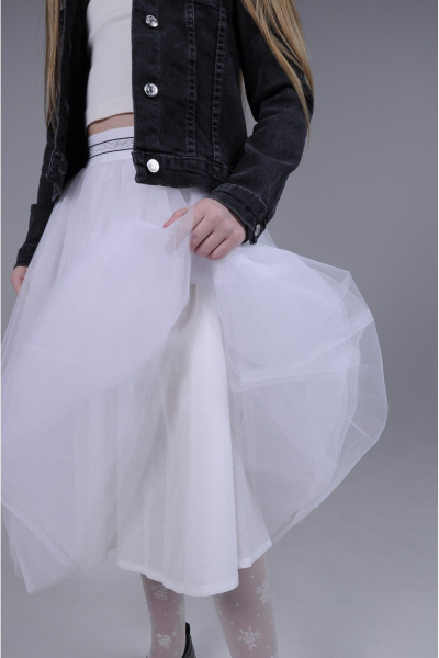 Пышная юбка из фатина с хлопковой подкладкой для праздников Tammi 1Т29/23/1 белый-серебро - фото 4