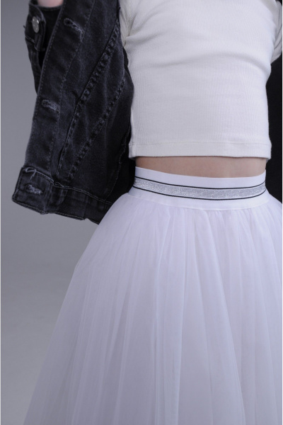 Пышная юбка из фатина с хлопковой подкладкой для праздников Tammi 1Т29/23/1 белый-серебро - фото 3
