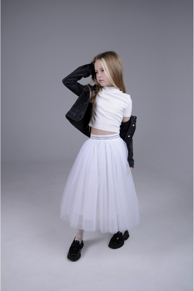 Пышная юбка из фатина с хлопковой подкладкой для праздников Tammi 1Т29/23/1 белый-серебро - фото 2