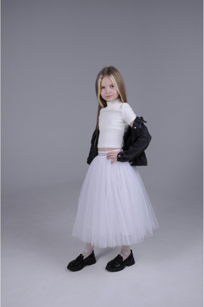 Пышная юбка из фатина с хлопковой подкладкой для праздников Tammi 1Т29/23/1 белый-серебро - фото 1