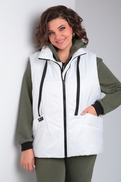 Брюки, жилет, худи Диомант 1940 олива-белый - фото 5