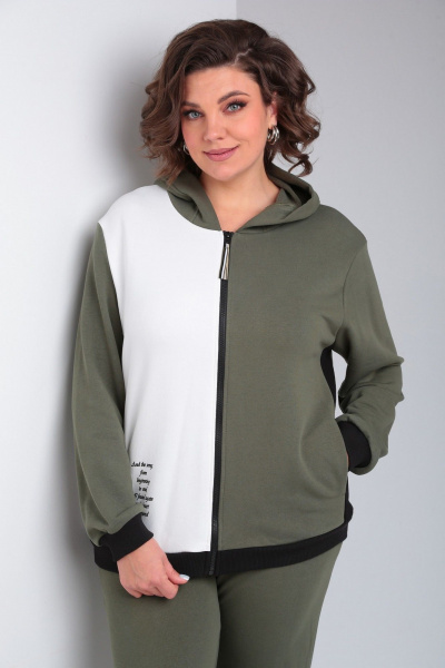 Брюки, жилет, худи Диомант 1940 олива-белый - фото 9