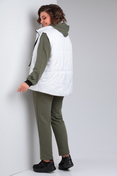 Брюки, жилет, худи Диомант 1940 олива-белый - фото 4