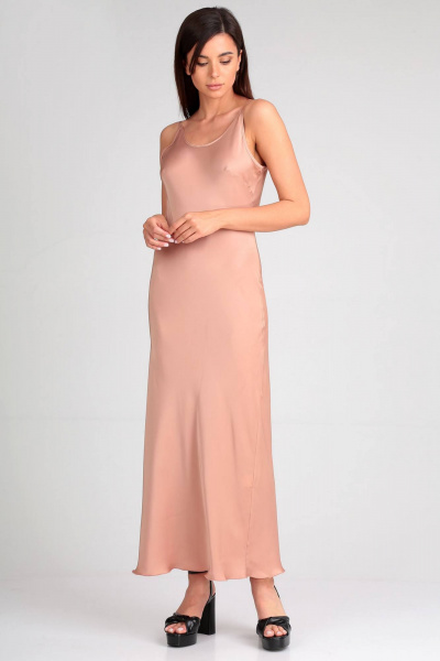 Нарядное розовое платье из текстиля для особых случаев Таир-Гранд 6551 пудра - фото 1