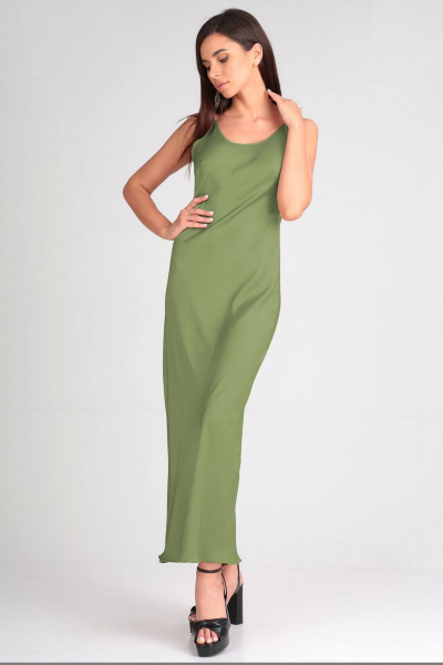 Платье нарядное с текстиля, элегантность для вечеринок Таир-Гранд 6551 хаки - фото 1