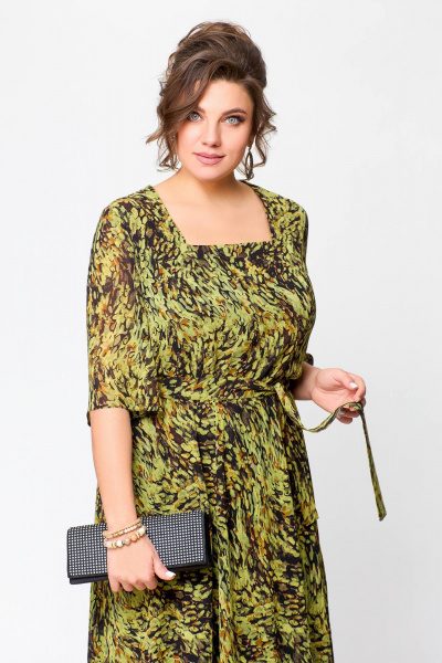 Платье Swallow 706 олива/бежево-черный_принт - фото 16