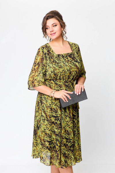 Платье Swallow 706 олива/бежево-черный_принт - фото 14