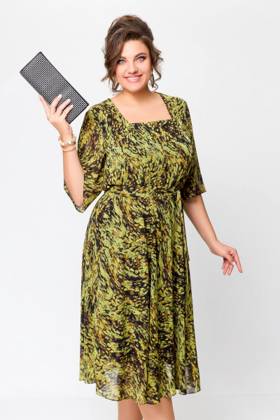 Платье Swallow 706 олива/бежево-черный_принт - фото 13