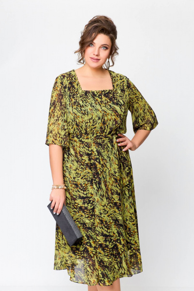 Платье Swallow 706 олива/бежево-черный_принт - фото 12