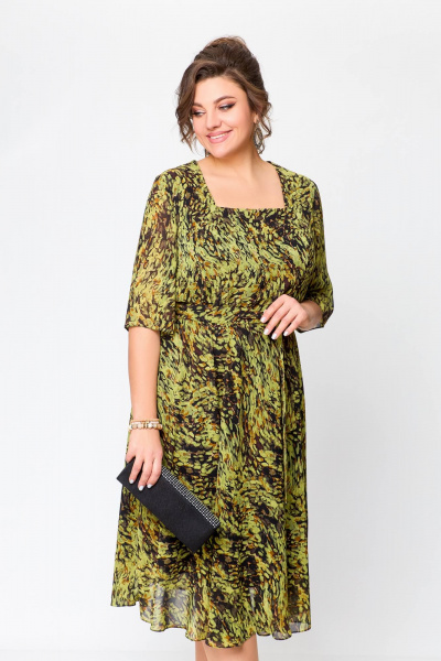 Платье Swallow 706 олива/бежево-черный_принт - фото 11