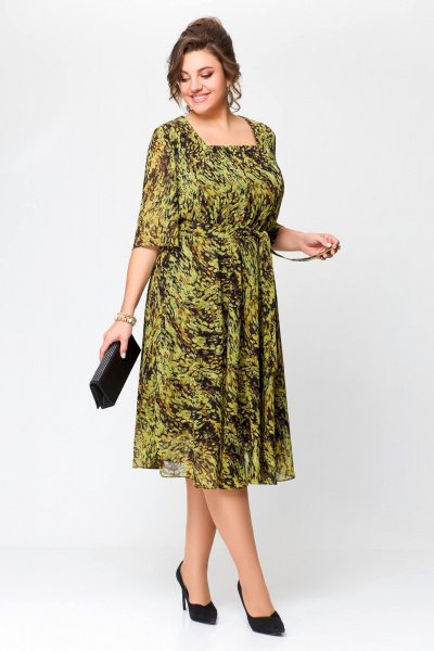 Платье Swallow 706 олива/бежево-черный_принт - фото 7