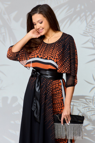 Платье Anastasia 1067.1 черный/оранжевый - фото 11