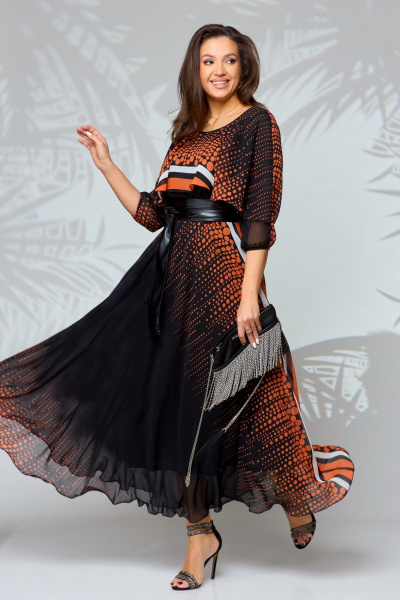 Платье Anastasia 1067.1 черный/оранжевый - фото 10