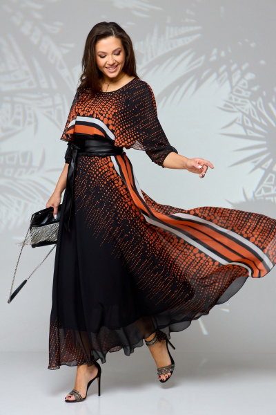 Платье Anastasia 1067.1 черный/оранжевый - фото 9
