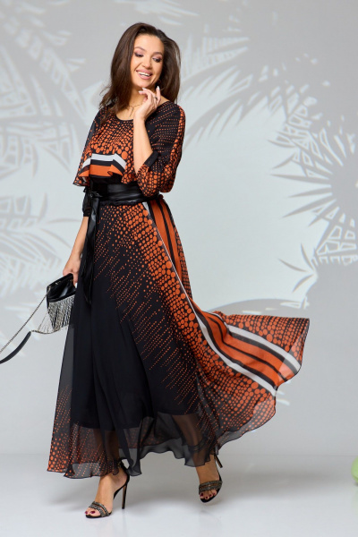 Платье Anastasia 1067.1 черный/оранжевый - фото 8